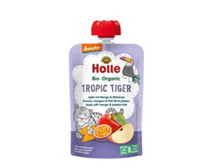Holle Organic Pure Fruit Pouches - 6 Pack -Tropic Tiger with Apple, Mango, and Passion fruit